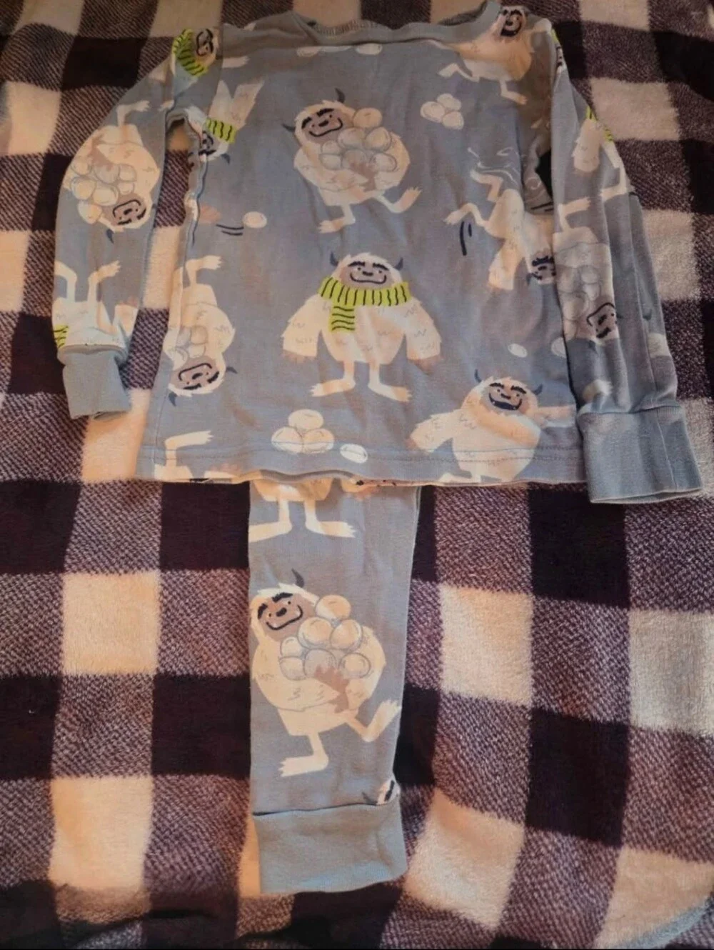 Carter's Blue Yeti Abominable Snow Monster Toddler 2pc Pajama Set - 2T EUC